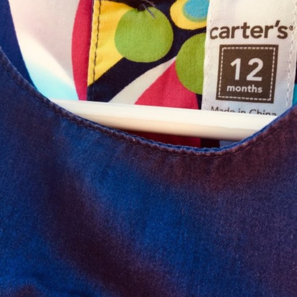 Such a Cute navy, White ,& Bright Colored Flowers, Carter's Dress, NWOT 12 mnths - Picture 6 of 7